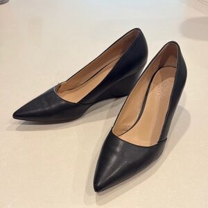 Vince Camuto Black Leather Wedge Heels